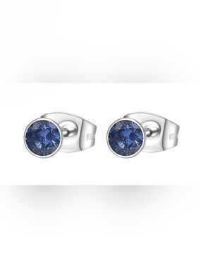BROSWAY Italia Chakra Stainless Steel Blue Cubic Zirconia Stud Earrings New